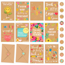 Giftinghouse 10 Thank You Teacher Cards Multipack with Envelopes and Stickers - 10 Unique Designs for Men and Women – Blank Inside - Teachers Christ
