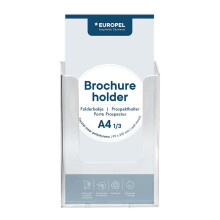 Europel Wall Mounted Brochure Holder, For 1/3 A4 Size, Clear Acrylic Literature Stand & Dispenser, Booklet, Flyer & Menu Display & Dispenser for Offi