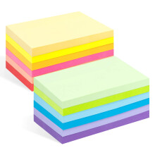 12 Pads Large Sticky Notes,76 x 127mm (3x5 inch) Recyclable Sticky Notes, 1200 Sheets Self-Stick Notes, 100 Sheets/Pads Super Adhesive Notes, Coloure