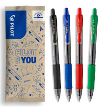 PILOT - G2-07 Gel Ink Rollerball Pen - Medium 0.7mm Tip - 4 x Assorted Colours