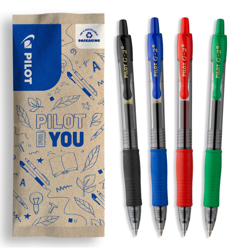 Pilot PILOT - G2-07 Gel Ink Rollerball Pen - Medium 0.7mm Tip - 4 x Assorted Colours