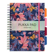 Pukka Pad Bloom B5 Project Book - Wirebound Hardcover Notebook Journal - 4 Repositionable Tabbed Dividers, Elastic Closure for Revision, Planning, Or