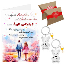 Brother and Sister in Law Anniversary Card, Wedding Anniversary Card, Happy Anniversary Cards Keyring Gifts for Couple with Envelope Gift Box (Brothe