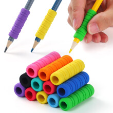 OSteed 50 Pcs Soft Foam Pencil Grips for Handwriting, 10 Colours Comfort Pencil Cushion Grips with 8 Grooves, Non-slip Pencil Holder Grippers for Adu