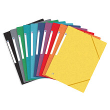 Oxford A4 Document Wallets, Assorted Colours, Pack of 10 Elasticated Manilla Folders, 3 Flap Closure, 390gsm Heavy Duty Card for Office & School Fili