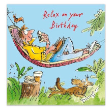 Woodmansterne Birthday Card for Men or Boys - Quentin Blake - Relaxing Garden Scene - Premium Greeting Card with Envelope