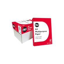 nu: A4 Multi-Purpose Printer Paper, White, 500 Sheets, Smooth Surface, Suitable for Inkjet, Laser & Copier Use, Ideal for Home & Office, 5 Reams