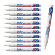 Artline Pack of 12 Laundry Marker Pens (White). Wash Resistant Fabric Pens Permanent for Clothes or Dark Linen, Fast Drying Clothes Marker Pens, No F