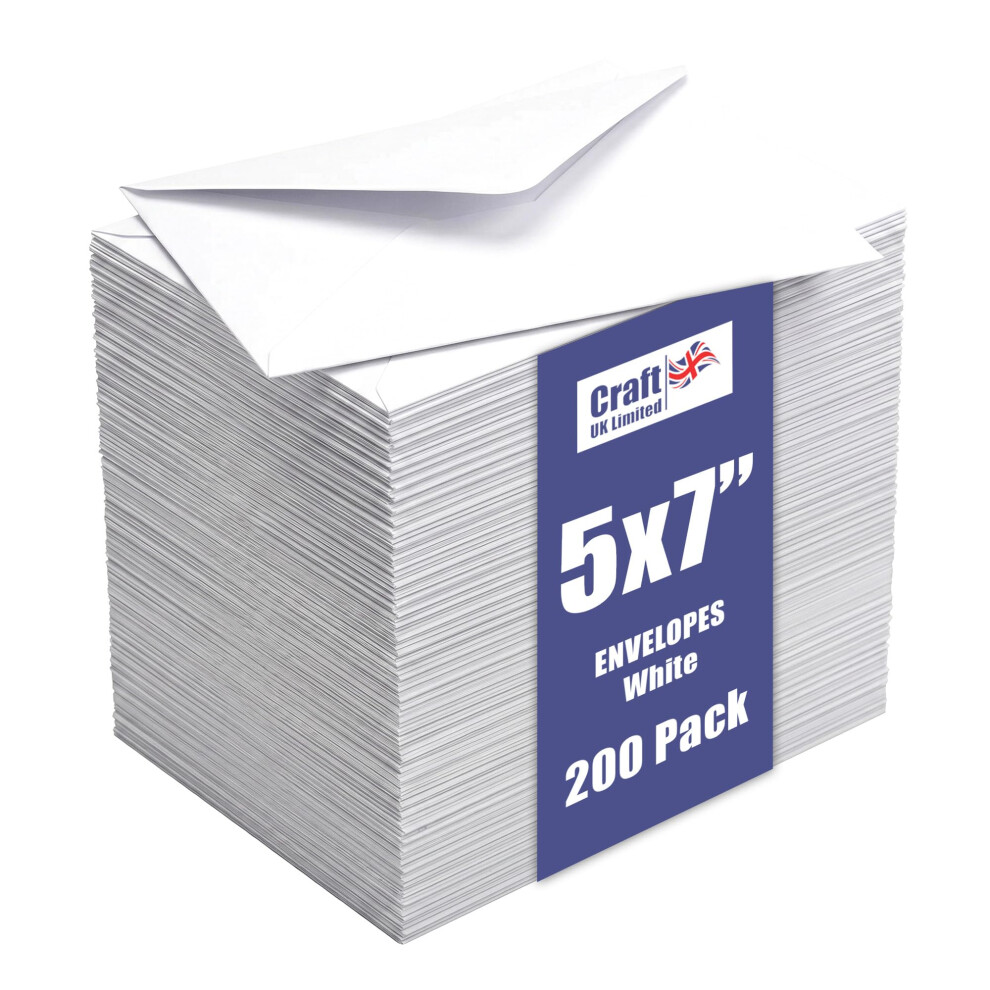 Photos - Envelope / Postcard Craft UK, 200 5x7 Envelopes for Card Making, Invitations, and More, Made in the UK, Lasting Quality, White 