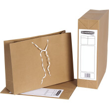 BANKERS BOX 25 Storage Bags - Manila Paper Bag with Handle - 101 x 356 x 254mm - Pack of 25