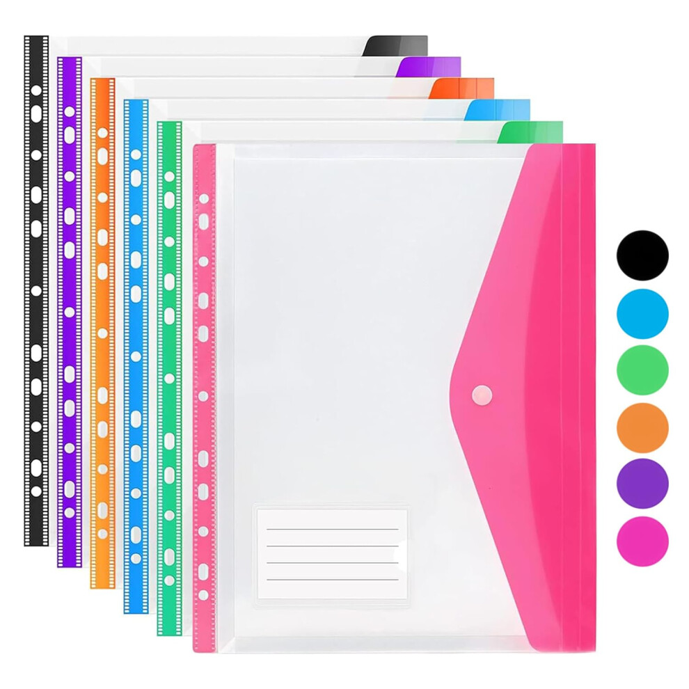 Photos - Other Office Equipment Plastic Wallets A4 Punched Pockets, 6PCS Expandable A4 Folders, Plastic Document Files with Button and Label Tab Card, 11 Ho