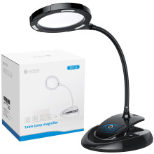 eSynic Black Magnifying Glass with Light Flexible Magnifying Lamp Rechargeable Magnifier with Light and Desk Maginifier Lamp With 15 Bright LEDs a 5x