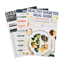 3 Pcs Diabetic Food Chart & Meal Planner, Laminated Diabetes Food List, Low Carb Glycemic Index Wall Charts, Comprehensive Diet Foo-d Guide for Diabe
