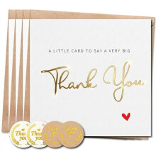 SIMPLY GIFTED Thank You Cards Pack of 32 with Envelopes & Foil Thank You Stickers – Premium Gold Foil Finish Thankyou Cards - Premium Thick 12x12cm