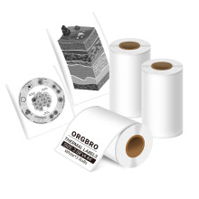 ORGBRO Thermal Sticker Labels, 57mm  3m Self-Adhesive Thermal Sticker Paper for X3 Printer, Multi-Purpose Continuous Label Tape for Study Notes, Pho