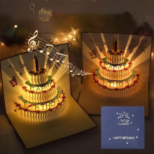 Birthday Card, 3D Pop Up Cake Card, Upgraded version,Handmade Flower Happy Cake Pattern Card with Envelopes Box Set, Adults, Kids, Women, Men, Wife,