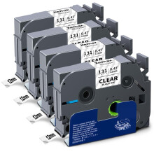 4X XemaX Compatible for Brother Label Printer Tape 12mm TZe-131 TZ-131 P-Touch Black on Clear Tape Cassette for Brother P-Touch Labeller PT-E110 H100
