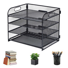 Mesh Letter Tray Organiser 4-Layer Organiser, Desk File Rack Paper Letter Tray Organizer for Home Office School Black