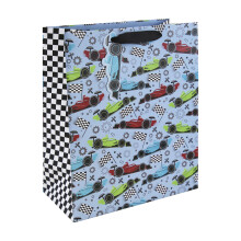 Eurowrap Racing Car Gift Bag With Gift Tag - Gift Bag for Him, Birthdays, Kids, Boys - Vibrant Bright Boys Happy Birthday Gift Wrap Occasion Present