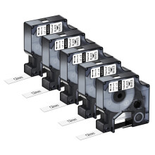 NineLeaf 5 Pack Compatible for Dymo Label Tape 45013 A45013 S0720530 Black on White D1 Tape 12mm x 7m for Dymo Label Maker Refills LabelManager 160 2
