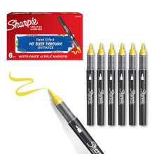 Sharpie Creative Marker Acrylic Paint Pens | Brush Tip Water-Based Paint Markers | Yellow | No-Bleed Ink Writes on Most Surfaces | Crafting & Art Sup