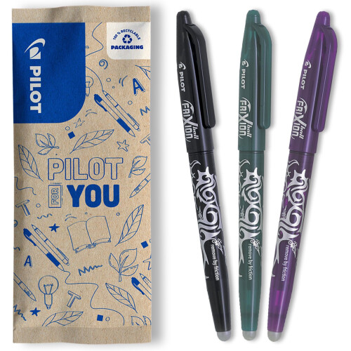 Pilot PILOT - FriXion Ball Erasable Pen - Medium 0.7mm Tip Rollerball - 3 x Assorted Colour Pens