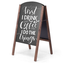 GiantexUK A Board Pavement Sign, Double Sided Wooden Chalkboard Blackboard with Adjustable Angle & Non-Slip Pads, Replaceable Advertising Display Sta