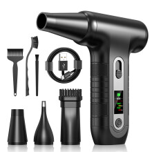 Compressed Air Cleaner for PC with HD Display - Electric Air Duster 200,000 RPM with LED Light, Rechargeable 6000mAh Air Blower for Home Outdoor Car,