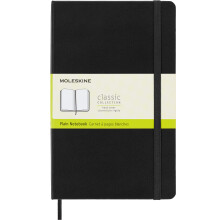 Moleskine Classic Notebook, Notebook With Plain Pages, Hard Cover and Elastic Closure, Black, Large, 13 x 21 cm, 240 Pages