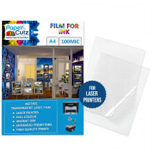 Papercutz A4 Laser Acetate Sheets (100 Sheets), 100 Micron Acetate Sheets A4, Transparent Paper for Printing, Overhead Projector Film, OHP Sheet, Cle