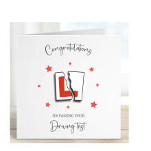 Congratulations Driving Test Card, Well Done Passing Exam, Red L Plates,