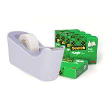Scotch Tape Dispenser C18, Lavender + Scotch Magic Tape Invisible, 19 mm x 33 m, 6 Rolls - Refillable Dispenser for Home and Office