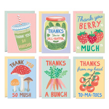 S&O Funny Thank You Cards – 24 Punny Blank Cards with Envelopes – 6 Cute Card Design – 4x5.5 Appreciation Note Cards – Glossy Outside, Matte I