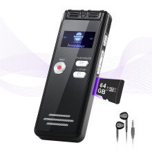 64GB Dual-Mic Voice Activated Recorder - 1536Kbps HD Dual MIC Tape Audio Recording Device with Playback, 4800H Digital Voice Recorder for Conference/