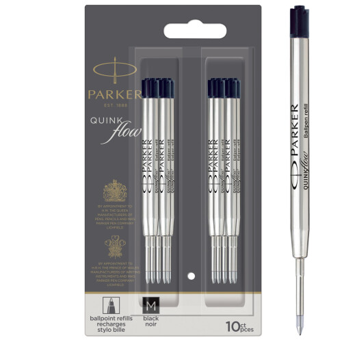 Parker Parker Ballpoint Pen Refills | Medium Point | Black QUINKflow Ink | 10 Count