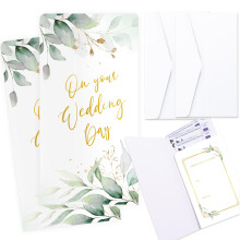 2 Pack Wedding Money Gift Wallets with Envelopes, Botanical Gold Foil Money Cards for Cash Gifts