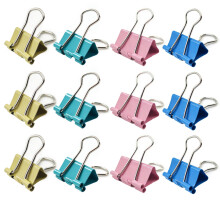 60 Pcs Binder Clips, Colored 25mm Bulldog Clips, Metal Foldback Clips Medium Paper Clips Paper Clamps Binder for Office Supplies, Home, Kitchen, Shop