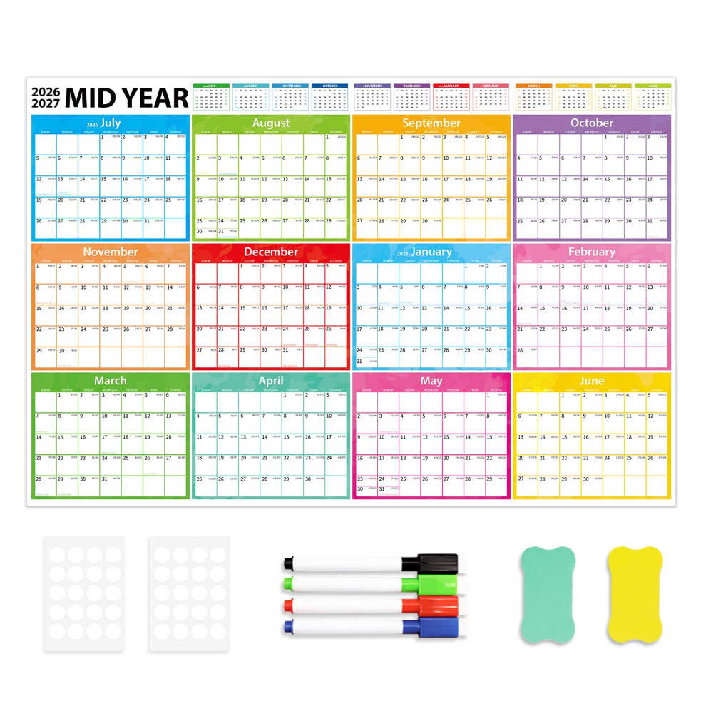 Photos - Other Office Equipment FindFunFine Academic Wall Planner –2028 Uk – Double-Sided Landscape Wall Calendar July To June – Extra Large Two School 2026