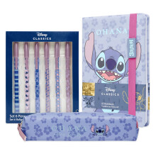 Disney Stitch Stationary Supplies Gifts for Girls & Women, A5 Notebook, Pencil Case & 6 Ball Point Pens, School Stationery Set & Desk Organiser, Jour