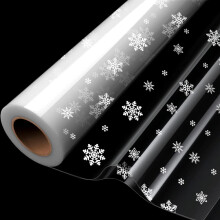 Double Folded Cellophane Wrap Roll,20M x 84cm Clear Cellophane Wrapping Roll Printed with Snowflake for Hampers, Food, Birthday Gifts, Flowers and Cr