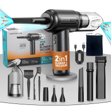 PORTENTUM 2-in-1 Cordless Vacuum Cleaner and Compressed Air - Battery, 3 Speeds, and LED Light - Vacuum for Car, Keyboard, PC, Home