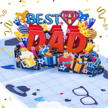 Fathers Day Card Gifts, Funny Pop Up Best Dad Style Step Dad Grandad Fathers Day Card | Birthday Card From Daughter Son Wife, 7"X5" Father's Day Gift