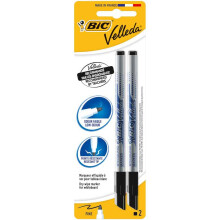 BIC Velleda Whiteboard Pens, Dry Wipe Markers in Black, low odour and with resis