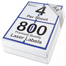 [800 Labels] Self Adhesive White Sticky Printer Labels for A4 Printer 4 per Sheet | A6 Sticky Address Labels | Laser Printer Labels 4 per Sheet for A