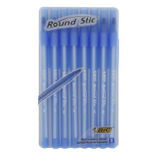 Bic Round Stic Medium Writing Ball Pen - BLUE - PACK OF 8