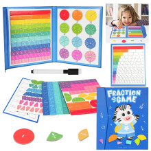 OFFCUP Magnetic Fraction Puzzle - Educational Math Montessori Fraction Manipulatives Magnetic Fraction Tiles & Fraction Circles Set Preschool to Elem