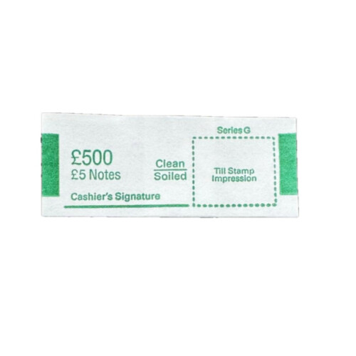 Money Bands Currency Straps For GBP UK notes (Green (5 notes), 100 pack)