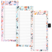 Yafe 3 Pack Magnetic Shopping List Pad for Fridge, 150 Tear Off Sheets 21.4 x 8.8cm Magnet Notepad Grocery List Flowers Theme Magnetic Notepads