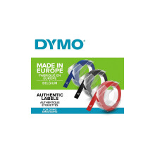 DYMO Authentic Embossing Labels | 9mm x 3m | Black, Blue & Red Self-Adhesive Labelling Tape | for Embossing Label Makers | 3 Count | Made in Europe
