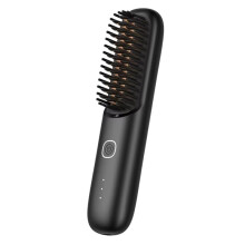 Peine Alisador de Cabello Portátil Inalámbrico con Iones Negativos, Plancha Rizadora, Color Negro.